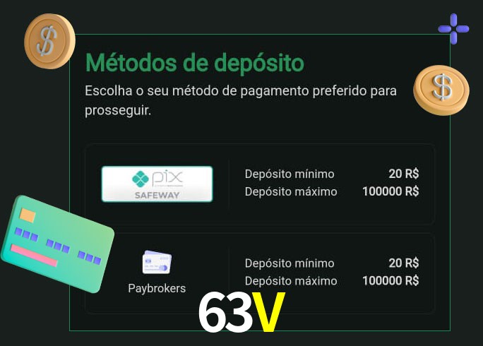 O cassino 63V oferece uma grande variedade de métodos de pagamento